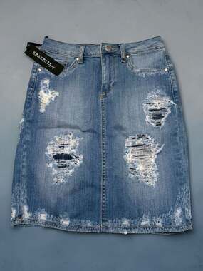 Greywire New York Clove Distressed Denim Skirt